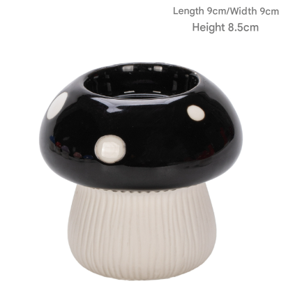 Small Size Black Whimsical Ceramic Mushroom Vase - Decorative Floral & Hydroponic Planter