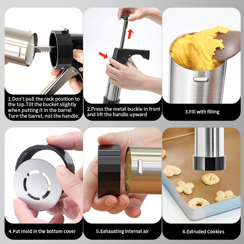 Black Deluxe Cookie Press & Icing Gun Set - 13 Discs & Multiple Nozzles for Baking & Decorating
