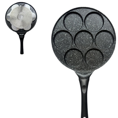 Black Flat 7-hole Versatile Non-Stick Frying Pan (27cm) - Induction Ready Skillet for Everyday Cooking