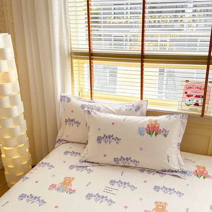 Coco Bear 100% Cotton Pillowcase Set (Pack of 2) - Breathable Standard Size 48x74cm Pure Cotton Pillow Covers - Mekamart Australia