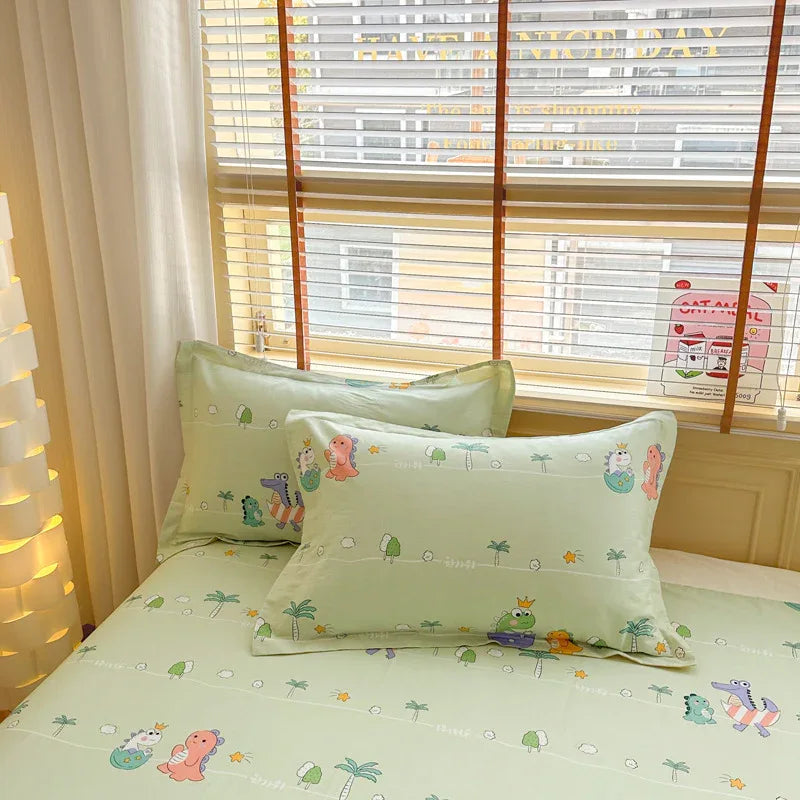 Happy Friends 100% Cotton Pillowcase Set (Pack of 2) - Breathable Standard Size 48x74cm Pure Cotton Pillow Covers - Mekamart Australia