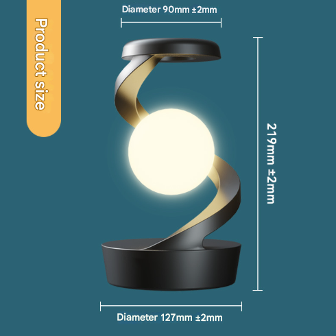 White Modern Levitating LED Desk Lamp with Wireless Phone Charger - Spiral Design Atmosphere Light