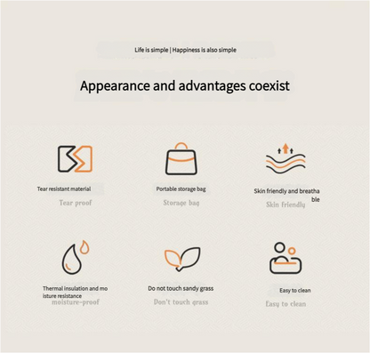 Waterproof Foldable Picnic Blanket with Handle - 2x2m Mocha Blue