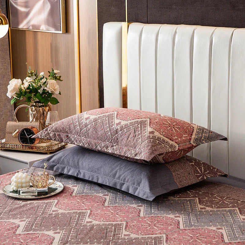 Comfortable cotton pillowcase, double-sided warm design, breathable and skin-friendly - red and gray - Mekamart Australia