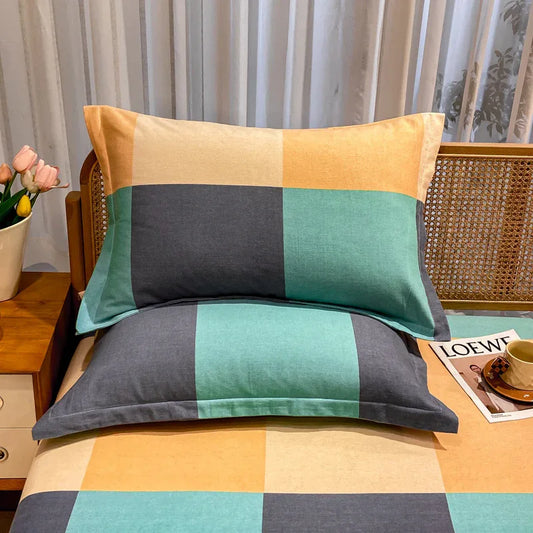Comfortable cotton pillowcase, double-sided warm design, breathable and skin-friendly - Grayish yellow