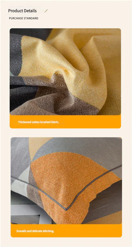 Comfortable cotton pillowcase, double-sided warm design, breathable and skin-friendly - Orange and Grey - Mekamart Australia