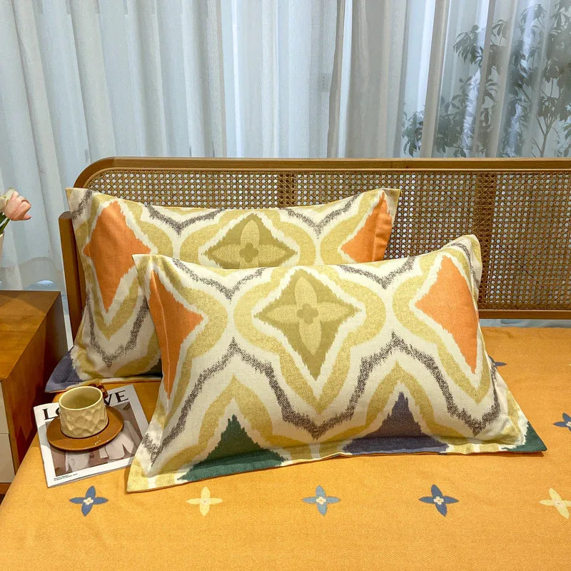 Comfortable cotton pillowcase, double-sided warm design, breathable and skin-friendly - Orange - Mekamart Australia