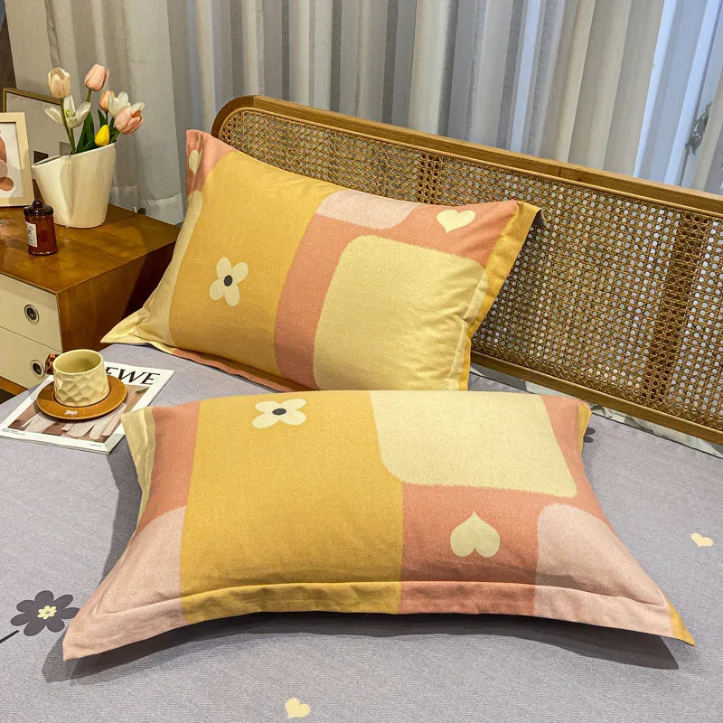 Comfortable cotton pillowcase, double-sided warm design, breathable and skin-friendly - yellow - Mekamart Australia