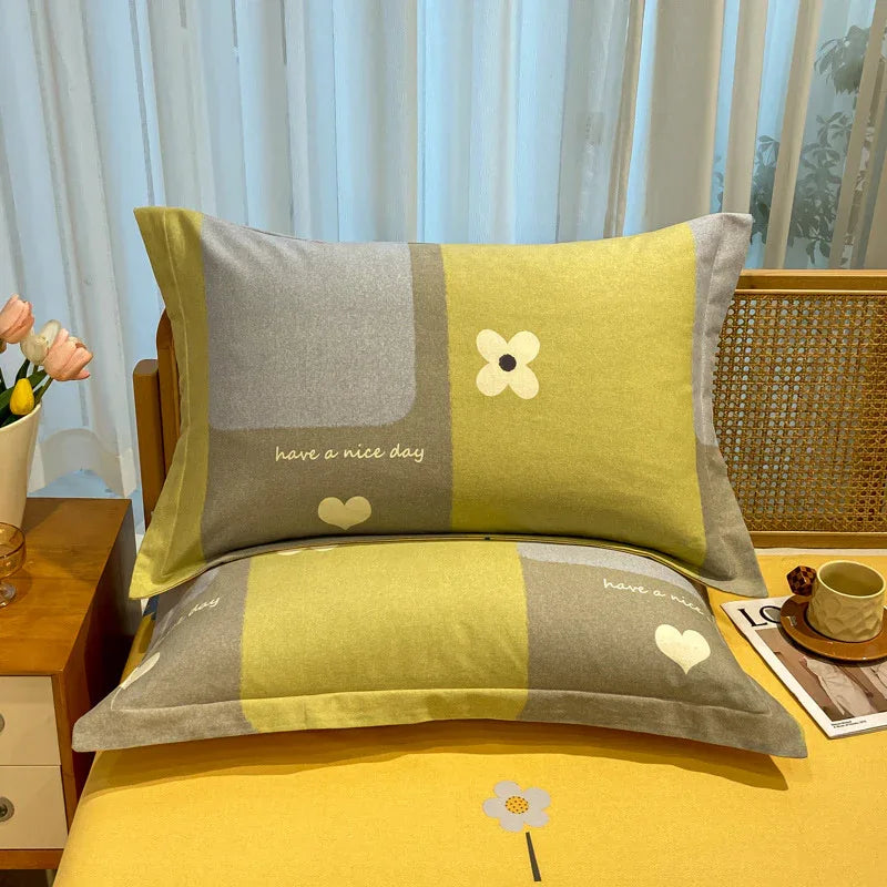 Comfortable cotton pillowcase, double-sided warm design, breathable and skin-friendly - Yellowish gray - Mekamart Australia
