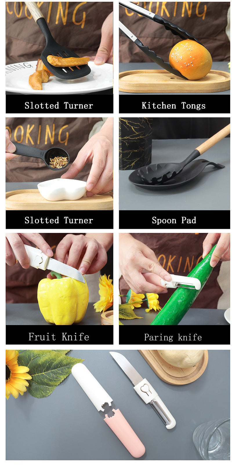 Gray 12-Piece Silicone Cooking Utensil Set - Non-Stick Food-Grade Kitchen Tools with Holder