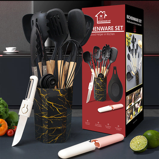 Morandi Green 12-Piece Silicone Cooking Utensil Set - Non-Stick Food-Grade Kitchen Tools with Holder