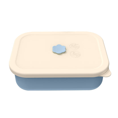 Light blue Microwave-Safe Silicone Lunch Box with 4 Compartments - Airtight Bento Box for Work and Travel