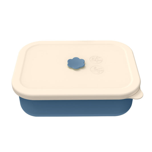 Dark blue Microwave-Safe Silicone Lunch Box with 4 Compartments - Airtight Bento Box for Work and Travel