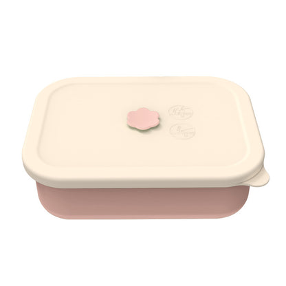 Lotus color Microwave-Safe Silicone Lunch Box with 4 Compartments - Airtight Bento Box for Work and Travel