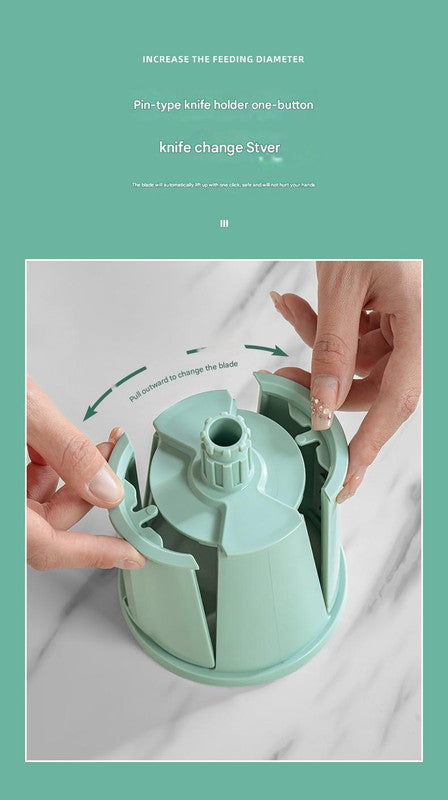 Multi-Function Rotary Vegetable Slicer & Grater - 5 Blade Types (10 Pcs Total) with Storage Box-green