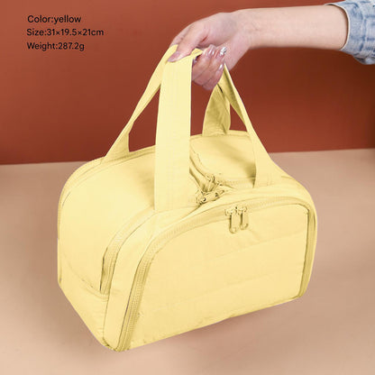 Portable Multi-Compartment Travel Toiletry & Makeup Organizer Bag with Brush Holders(Yellow)