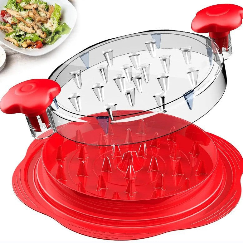 Upgraded Meat Shredder Tool - Rotating Chicken & Pork Puller with Anti-Slip Base & Ergonomic Grips(red)