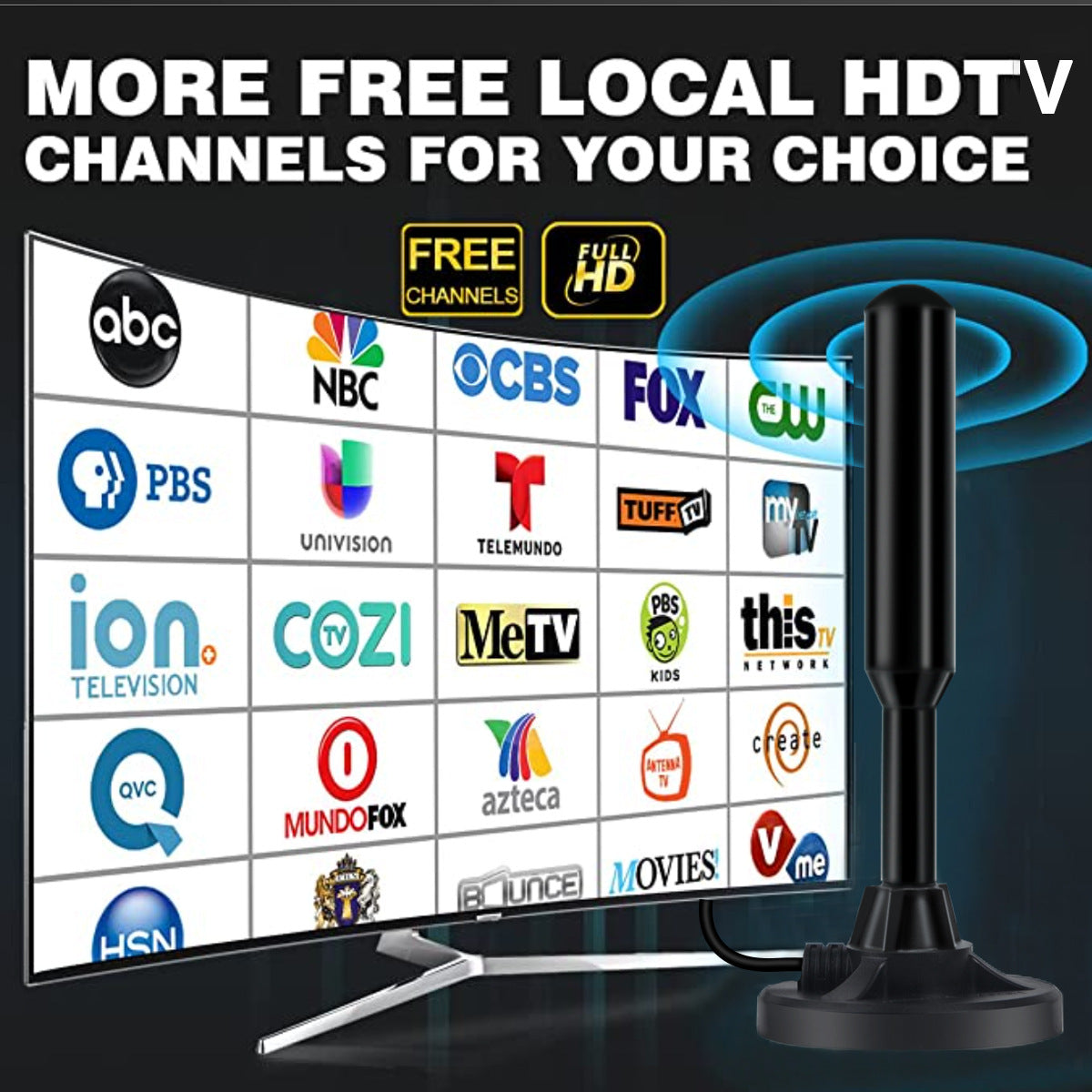 HD 4K Digital TV Antenna - 22dB High Gain, Long Range Reception with 5m Cable & IEC Connector