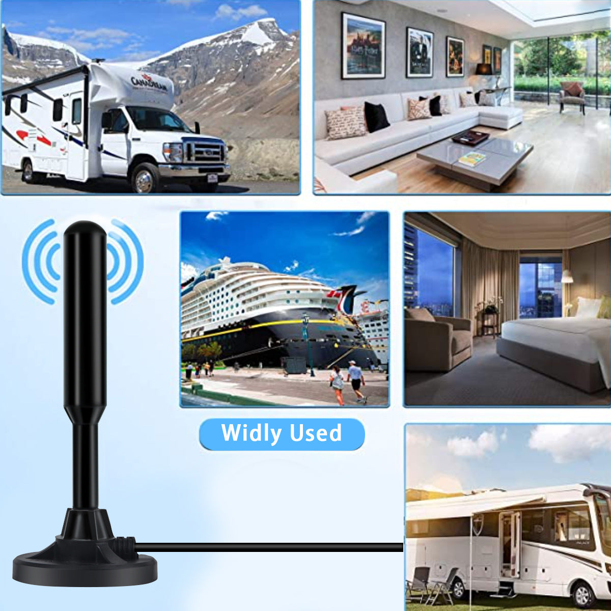 HD 4K Digital TV Antenna - 22dB High Gain, Long Range Reception with 5m Cable & IEC Connector