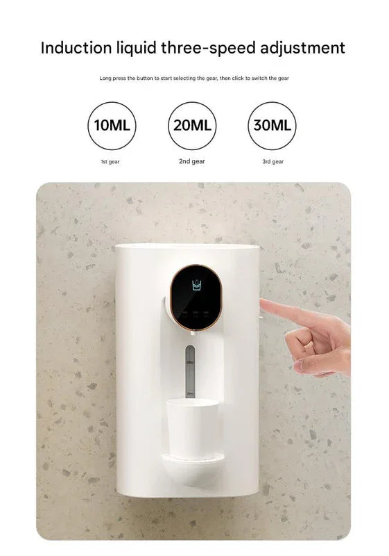 Smart Automatic Mouthwash Dispenser - Wall-Mounted, 3 Adjustable Levels, LED Display & Magnetic Cups(white) - Mekamart Australia