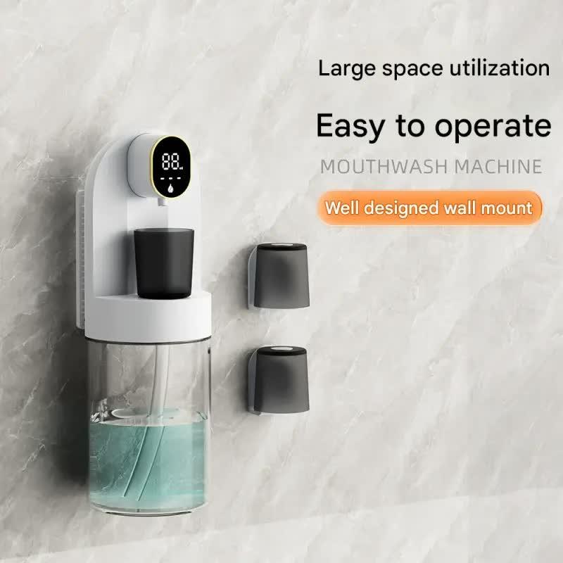 Smart Automatic Mouthwash Dispenser - 4 Adjustable Levels, LED Display, 2000mAh Battery & Magnetic Cups(white)