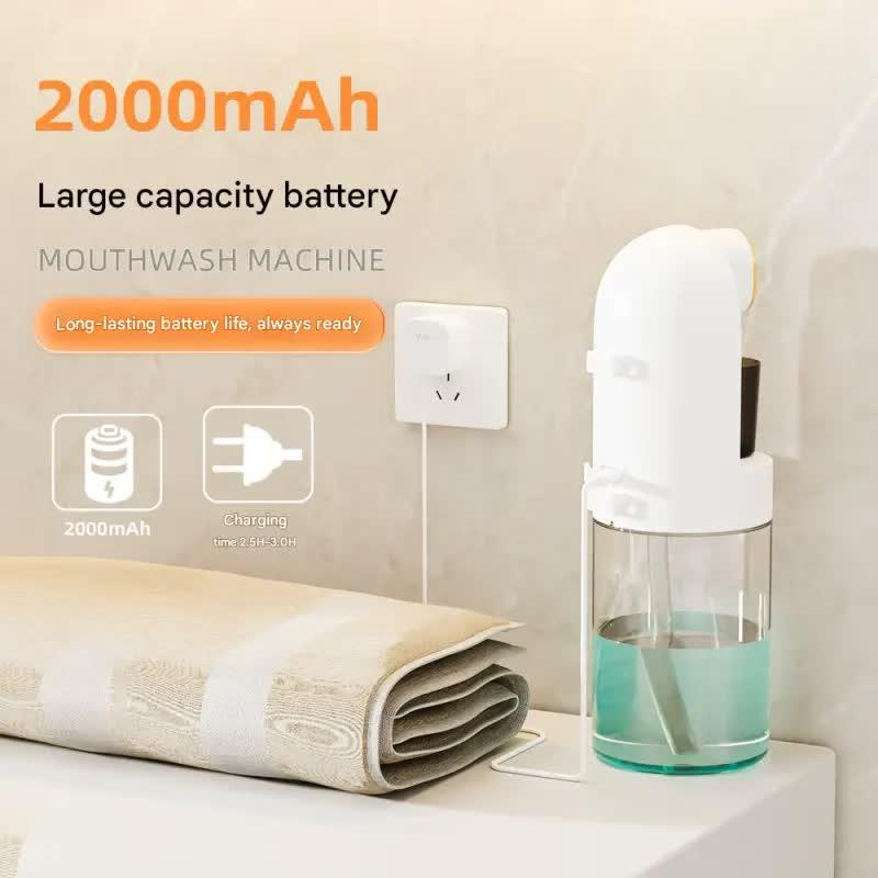 Smart Automatic Mouthwash Dispenser - 4 Adjustable Levels, LED Display, 2000mAh Battery & Magnetic Cups(black)