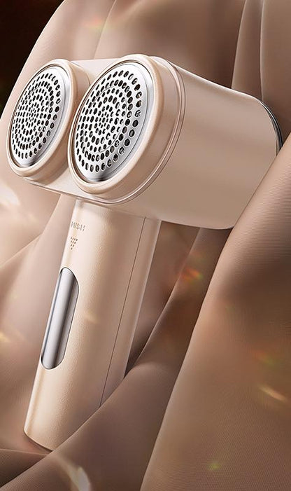 Dual-Head Electric Lint Remover - USB-C Rechargeable, LED Display, 7-Size Honeycomb Mesh(Yellow)