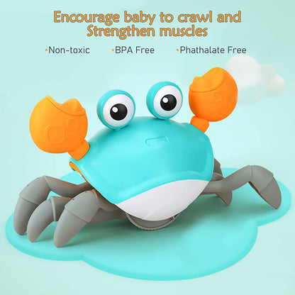 Interactive Crawling Crab Baby Toy with Music, Lights & Obstacle Avoidance(Orange)