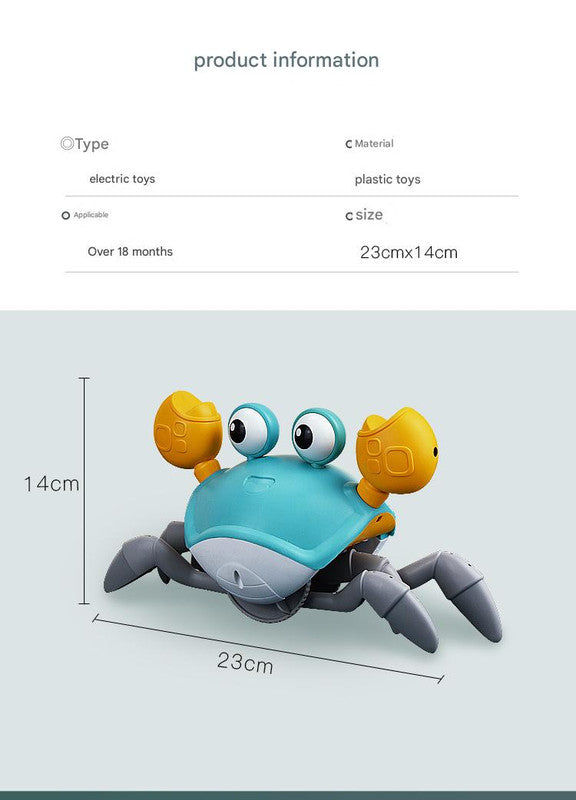 Interactive Crawling Crab Baby Toy with Music, Lights & Obstacle Avoidance(Orange)