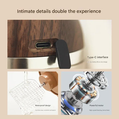 Electric Foaming Cleanser Maker - Rechargeable, Dense Foam for Deep Cleansing(Log+Light Gold)