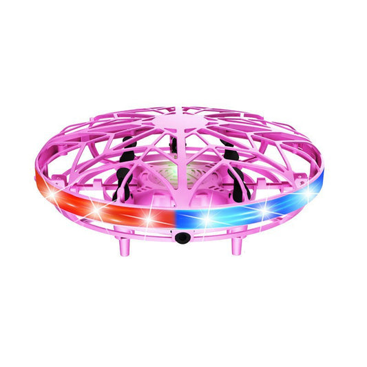 Hand-Controlled UFO Mini Drone with LED Lights & Obstacle Avoidance(pink)