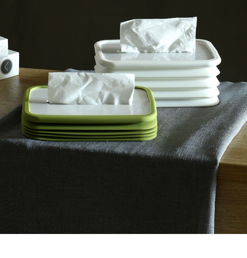 2-pcs White Silicone Tissue Box Holder - Automatic Self-Lowering Dispenser