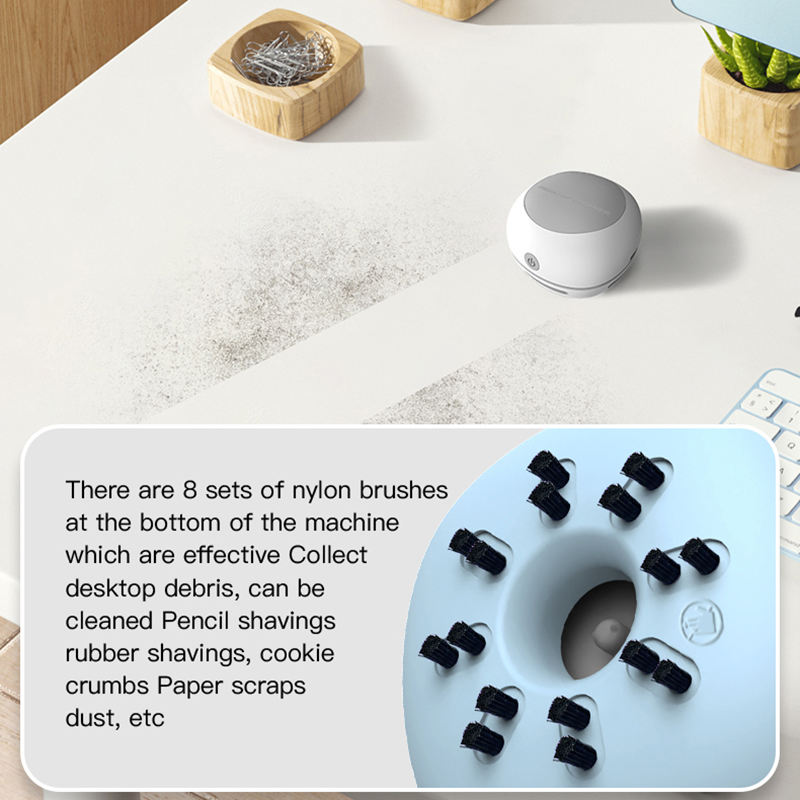 White Cordless Tabletop Crumb Sweeper - USB Rechargeable Mini Vacuum for Desk