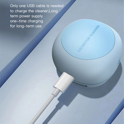 White Cordless Tabletop Crumb Sweeper - USB Rechargeable Mini Vacuum for Desk