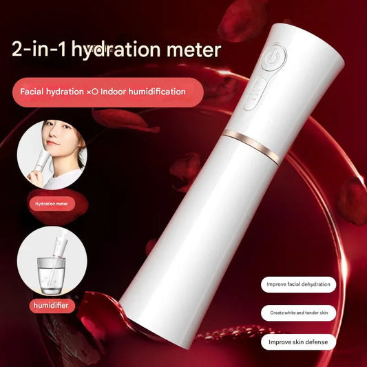 Red 2 in 1 Cool Mist Humidifier and Facial Moisturizer - USB Rechargeable Portable Nano Sprayer - Mekamart Australia