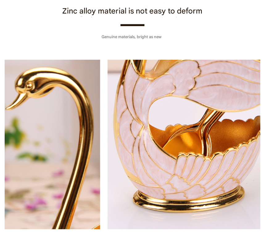 Elegant Swan Base Spoon Holder Set with 6 Coffee/Dessert Spoons(Silver fork)