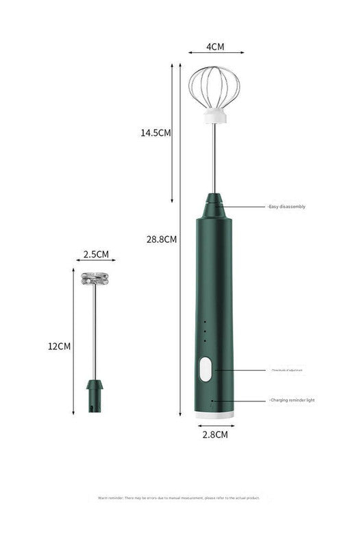 Green Cordless Egg Beater & Cream Whipper - USB Powered Hand Mixer(Balloon Head)
