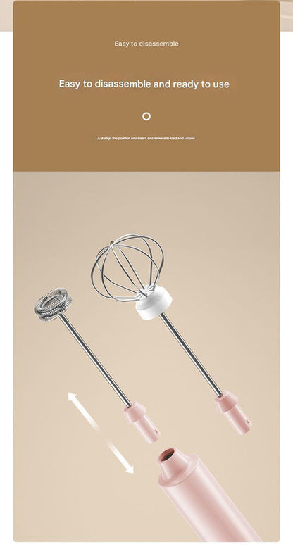 Pink Cordless Egg Beater & Cream Whipper - USB Powered Hand Mixer(Balloon Head)