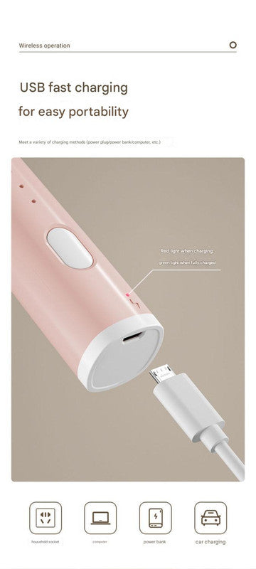 Pink Cordless Egg Beater & Cream Whipper - USB Powered Hand Mixer(Balloon Head)