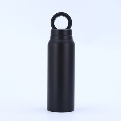Stainless Steel Insulated Water Bottle with Integrated Magnetic Phone Stand - Black (32oz)