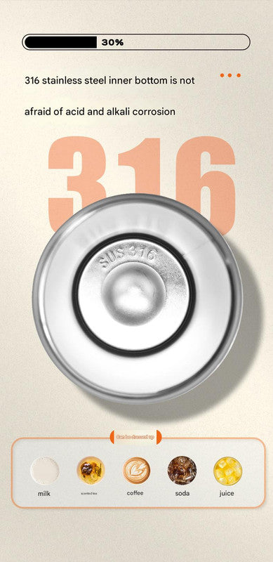 Mini Insulated Coffee Cup - 316 Stainless Steel, Portable & Stylish - White Kitten (300ml+cup brush)