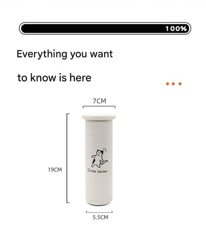 Mini Insulated Coffee Cup - 316 Stainless Steel, Portable & Stylish - White Kitten (300ml+cup brush)