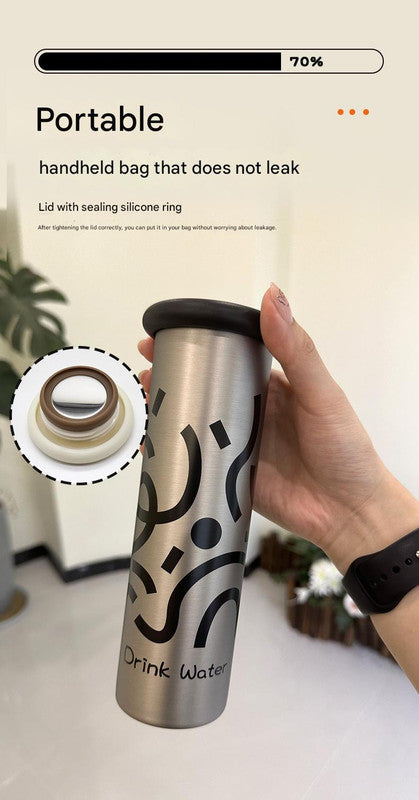 Mini Insulated Coffee Cup - 316 Stainless Steel, Portable & Stylish - Silver drink (300ml+cup brush)