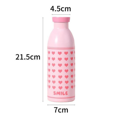 Cute Milk Bottle Thermos - 500ml Stainless Steel Insulated Water Bottle (Blue Prism)