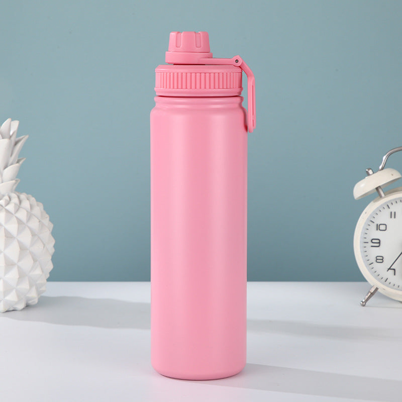 Pink Portable Travel Thermos Bottle - Leakproof Stainless Steel Flask with Carry Handle (25oz - 750ml)