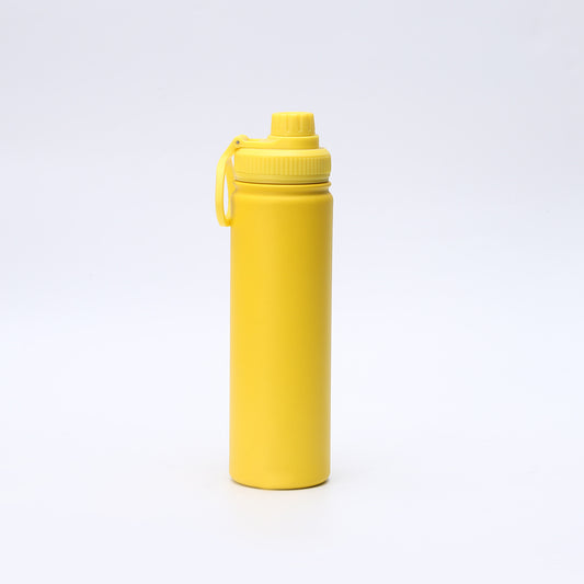 Yellow Portable Travel Thermos Bottle - Leakproof Stainless Steel Flask with Carry Handle (18oz - 540ml)