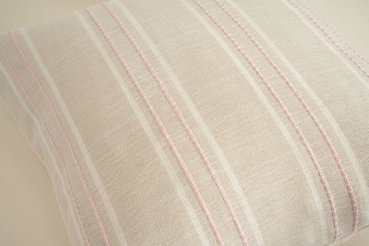 Textured Vertical Striped Pillowcases - Scandinavian Home Decor Accents (Pink Stripes Pair - 45x45cm)