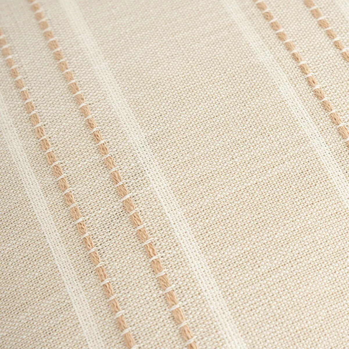Textured Vertical Striped Pillowcases - Scandinavian Home Decor Accents (Beige Stripes Pair - 45x45cm)