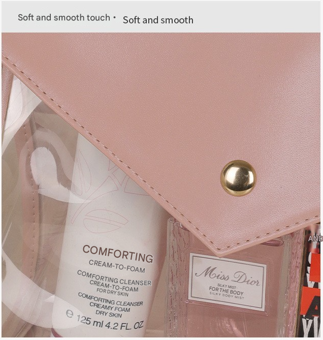 Yellow Chic Envelope Makeup Bag with Transparent Waterproof Design