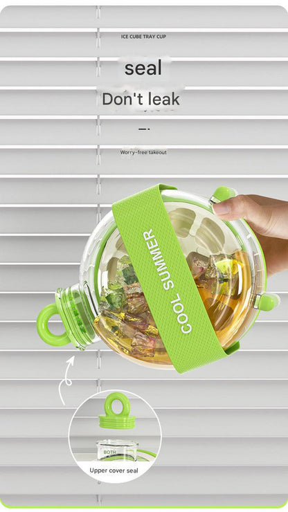 Green Portable Press-Release Ice Cube Maker Bottle - Makes 12 Cubes, Doubles as Bottle